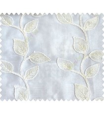 Cream on cream base natural looking leaves continuous rope embroidery sheer curtain